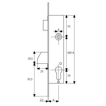 cerradura tesa 4210-20 P/basculante s/c