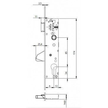 Cerradura TESA 4210/20 NI Palanca Basculante 