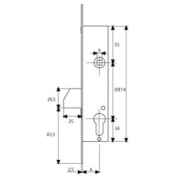 cerradura tesa 4211-20 P/basculante s/c