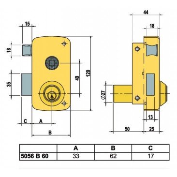 cerradura lince 5056-BHE-D 60