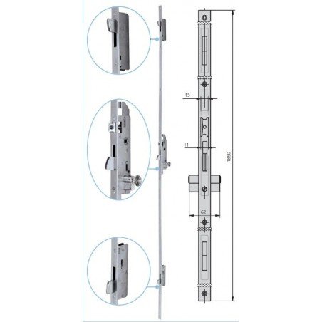 Cerradura 296/33 6L Manilla 3 Puntos CVL