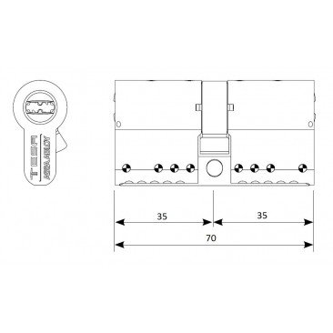 Cilindro TESA TK-100 35x35 Latón Leva larga