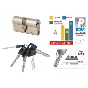 Cilindro CISA Astral SICUR 30x60 Latón Leva corta