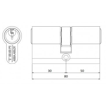 Cilindro TESA 5200 30x50 Niquelado Leva corta
