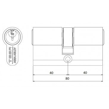 Cilindro TESA 5200 40x40 Niquelado Leva corta