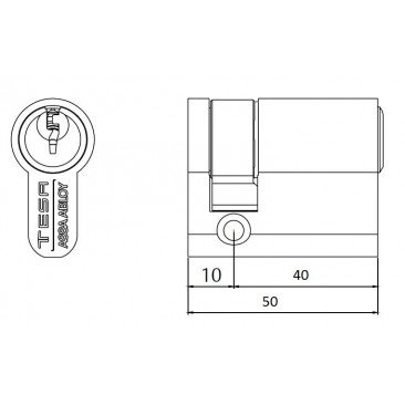 Cilindro TESA 5200 40x10 Niquelado Leva corta