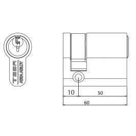 Cilindro TESA 5200 50x10 Niquelado Leva corta