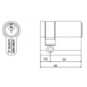 Cilindro TESA 5200 50x10 Niquelado Leva corta