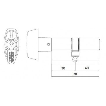 Cilindro TESA 5200 30x40 Latón Leva corta BOTÓN