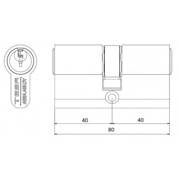 Cilindro TESA 5030 40x40 Latón Leva larga