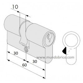 Cilindro CISA C2000 30x30 Niquel Leva Larga