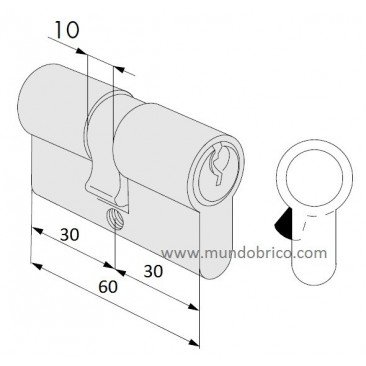 Cilindro CISA C2000 30x30 Niquel Leva Larga