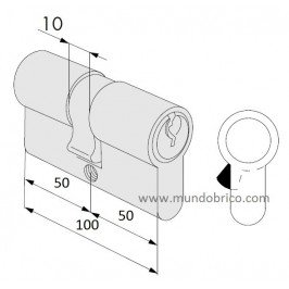 Cilindro CISA C2000 50x50 Niquelado Leva Larga