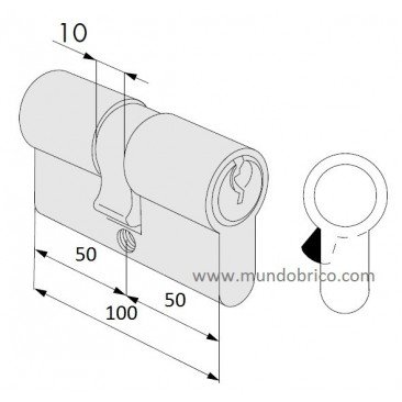 Cilindro CISA C2000 50x50 Niquelado Leva Larga