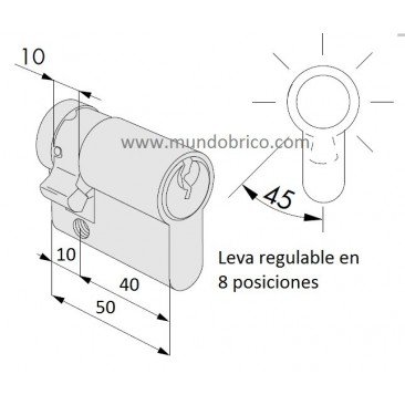 Cilindro CISA C2000 40x10 Niquelado Leva Larga