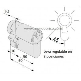 Cilindro CISA C2000 50x10 Niquelado Leva Larga