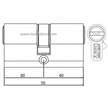 Cilindro TESA T-60 30x40 Latón Leva Larga