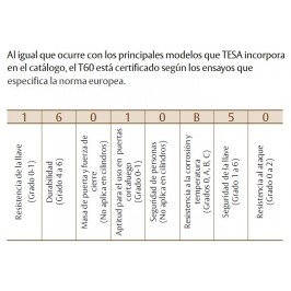 Cilindro TESA T-60 30x30 Latón Leva Larga