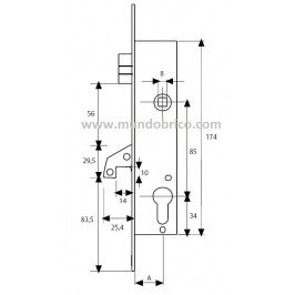 Cerradura TESA 4246/25 NI gancho