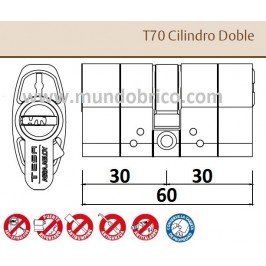 Bombin TESA T-70 30x30 Latón Leva alta doble embrague