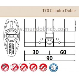 Bombillo TESA T-70 30x60 Niquelado Leva larga doble embrague