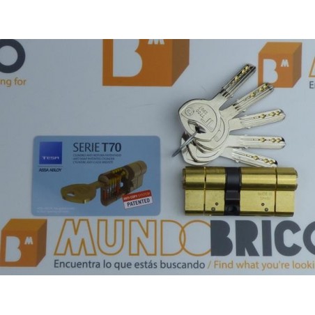 Cilindro TESA T-70 30x40 Latón Leva larga DOBLE EMBRAGUE