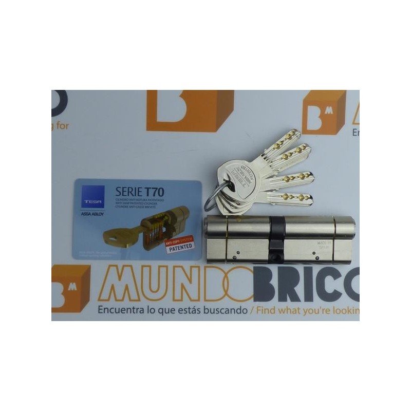 Cilindro TESA T-70 45x50 Niquelado Leva larga doble embrague Cilindro TESA T-70 45x50 Niquelado Leva larga doble embrague