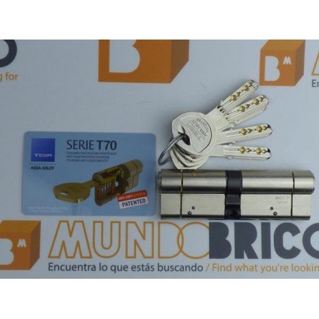 Cilindro TESA T-70 45x50 Niquelado Leva larga DOBLE EMBRAGUE