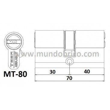 Cilindro TESA MT-80 30x40 Latón Leva Corta 