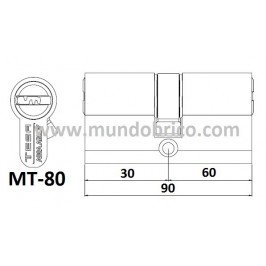 Cilindro TESA MT-80 30x60 Latón Leva Corta 