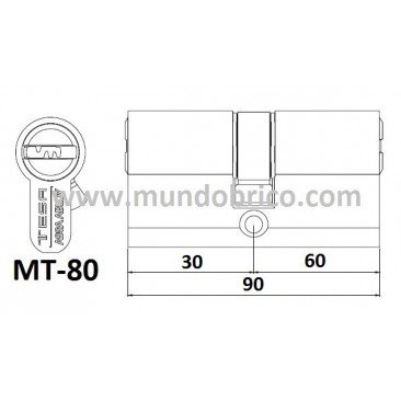 Cilindro TESA MT-80 30x60 Latón Leva Corta 