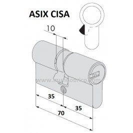 Cilindro CISA ASIX 35x35 Niquelado Leva Larga  Cilindro CISA ASIX 35x35 Niquelado Leva Larga