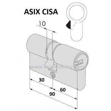 Cilindro CISA ASIX 30x60 Niquelado Leva Larga 