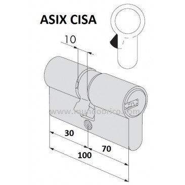 Cilindro CISA ASIX 30x70 Latón Leva Larga 