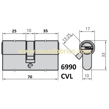  Cilindro CVL 6990 30x40 Latón Leva Corta 