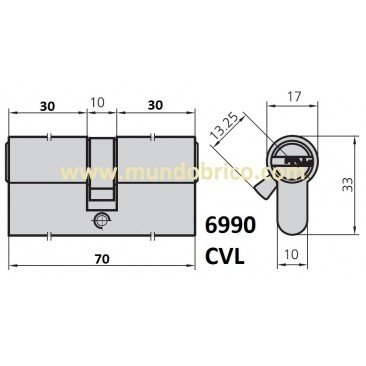 Cilindro CVL 6990 35x35 Latón Leva Corta