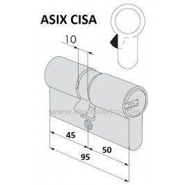 Cilindro CISA ASIX 45x50 Niquelado Leva Larga 