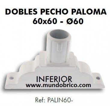 Doble Pecho Paloma Inferior Aluminio 60X60 BLANCO 