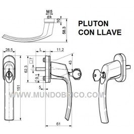 Manilla o cremona PVC con LLAVE PLUTON Marrón