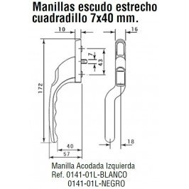 Manilla o cremona PVC ACODADA Izquierda Negro