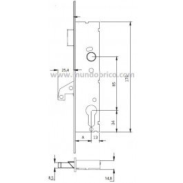 Cerradura TESA 4246/25 BE gancho