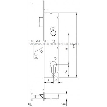 Cerradura TESA 4246/30 BE gancho