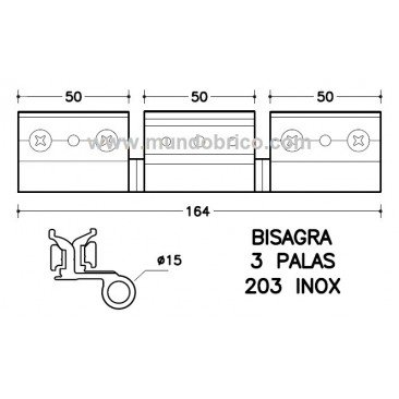 Bisagra 3 palas 203 Inox SAN ANTONIO