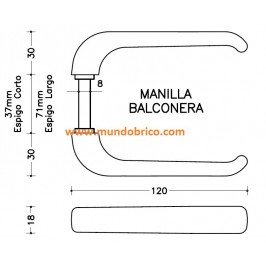 Manilla BALCONERA IRIS de SAN ANTONIO Blanco espigo LARGO