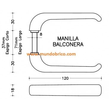 Manilla BALCONERA IRIS de SAN ANTONIO Negro espigo LARGO