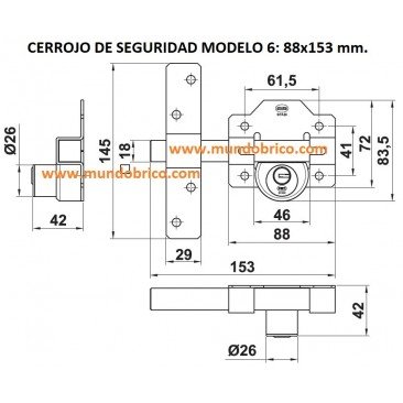 Cerrojo AMIG de seguridad Modelo 6 ORO