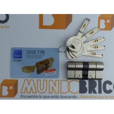 Cilindro TESA T-70 40x40 Niquelado Leva larga DOBLE EMBRAGUE