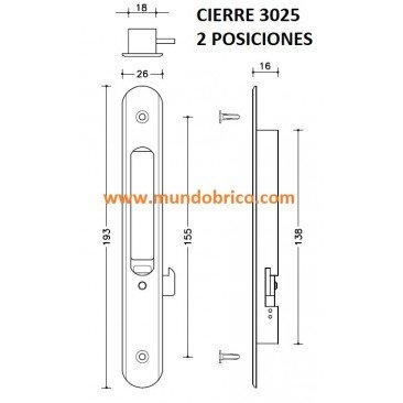 Cierre embutido 3025 (2P) IZQUIERDO Blanco serie europea